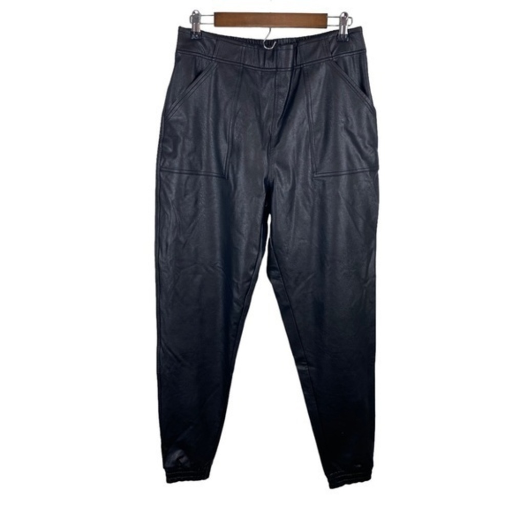 Spanx Leather Look Faux Leather Pull on Joggers Pants L